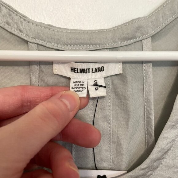 NEW NWT HELMUT LANG Chroma Drape Top Silver Gray Satin Layered Cutout Back Tank - Picture 3 of 16